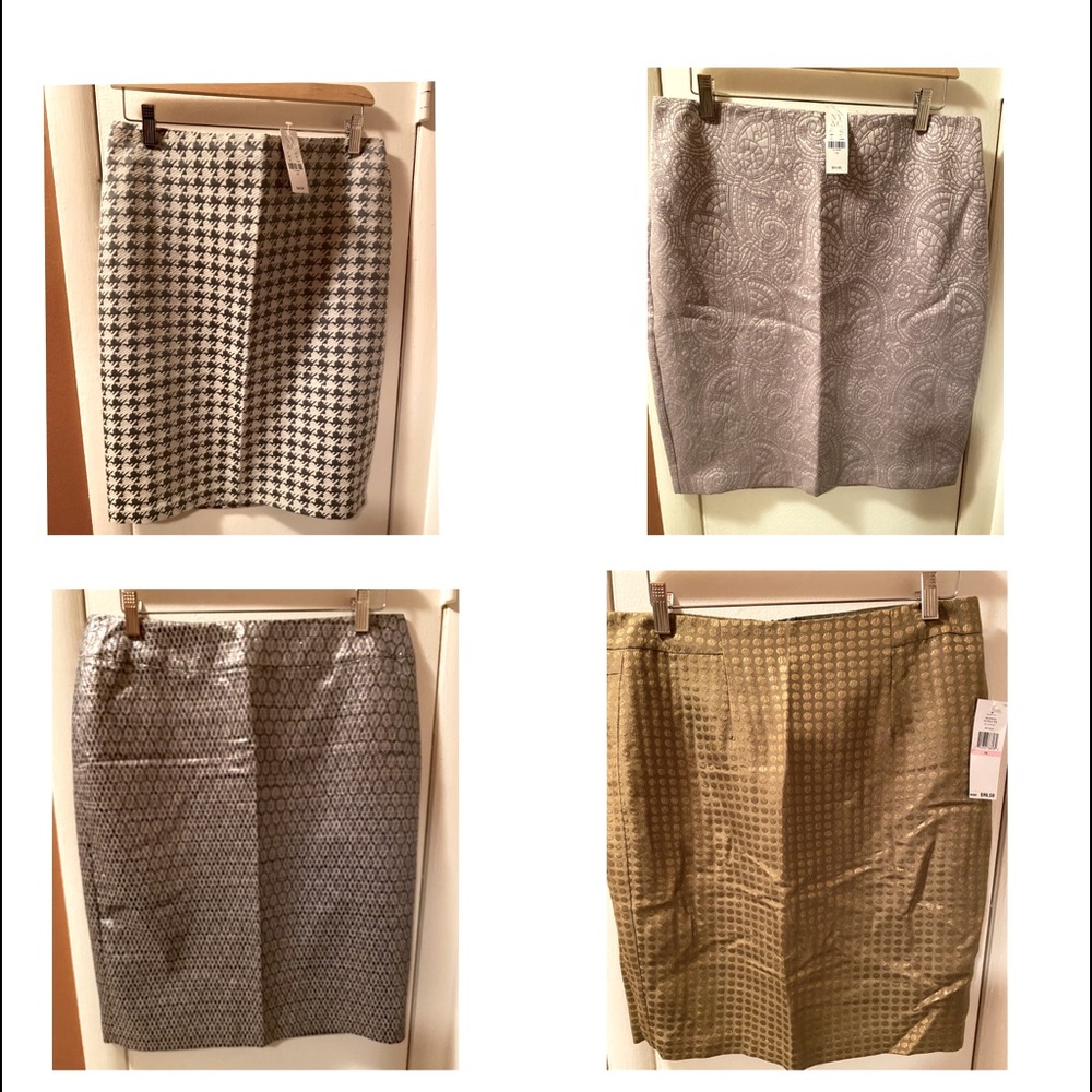 4 skirts. 3 new with tags & 1 used in excellent condition. $12 each.